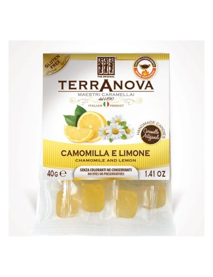 Le caramelle alla camomilla e limone Terranova hanno un gusto inconfondibile e un colore vivace.