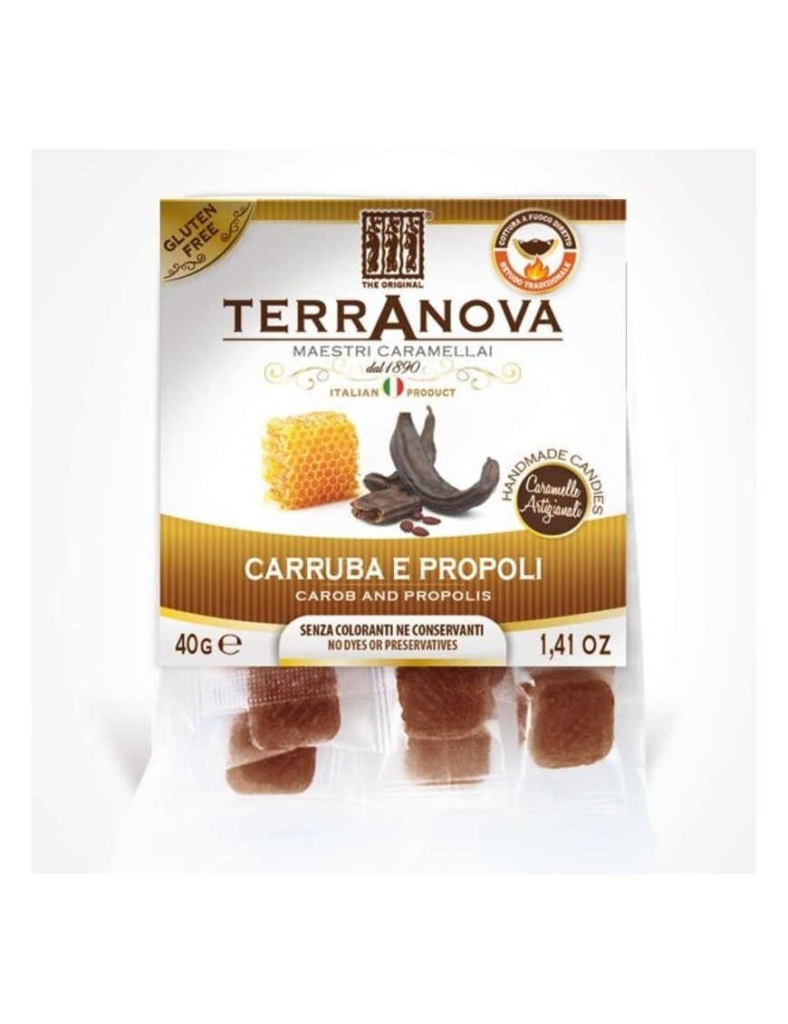 Le caramelle alla carruba e propoli Terranova hanno un gusto inconfondibile e un colore vivace.