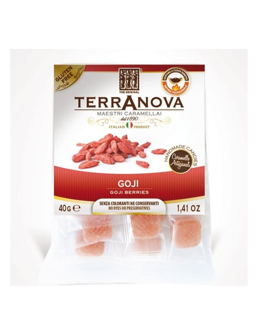 Le caramelle alle bacche di goji Terranova hanno un gusto inconfondibile e un colore vivace.