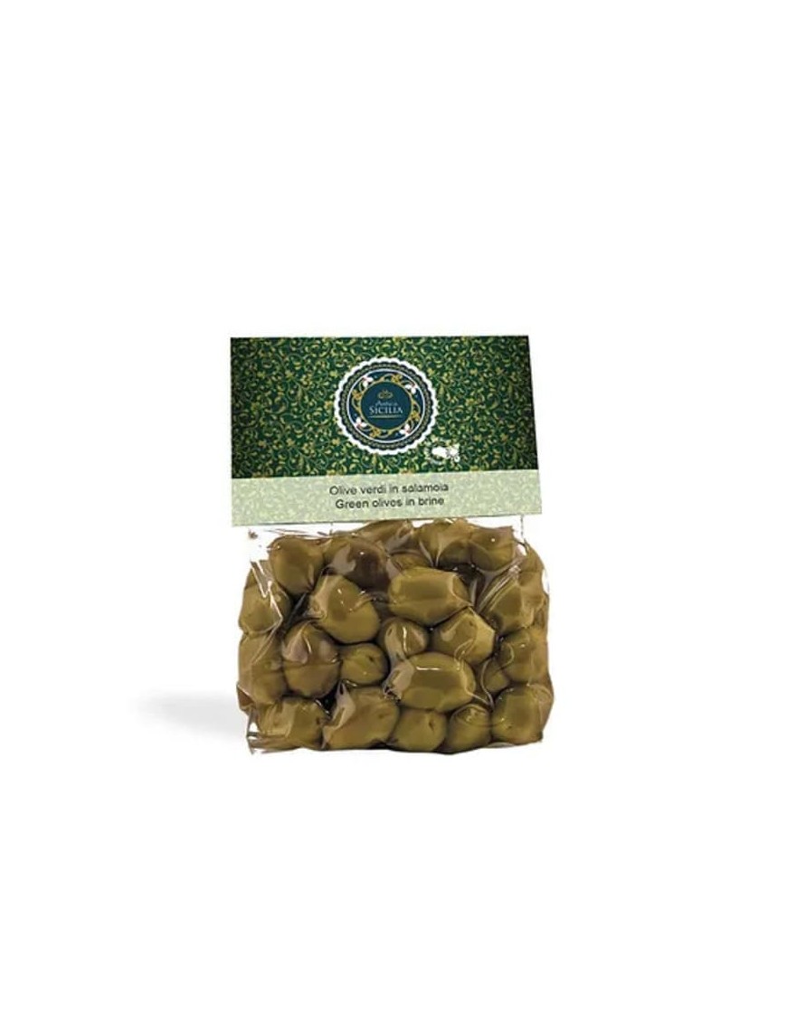 Le olive verdi in salamoia sono ottime per antipasti tipici siciliani, dal gusto inconfondibile e dal colore vivace