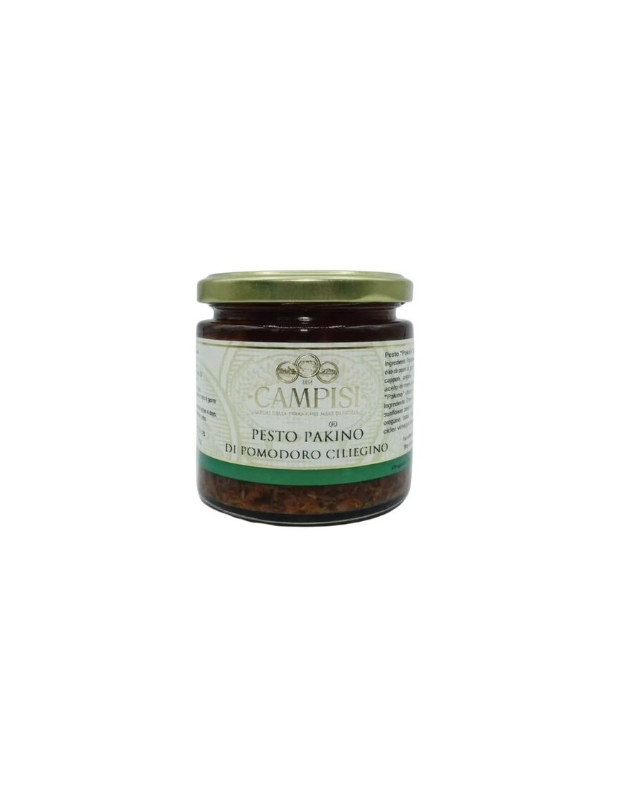 Pesto di pomodoro ciliegino siciliano al naturale caratterizzato da un sapore gustoso e in aggiunta a questo un colore vivace.