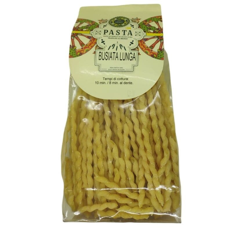 deliziose busiate di grano duro 100% siciliano ideali per realizzare squisiti piatti di pasta con condimenti tipici siciliani