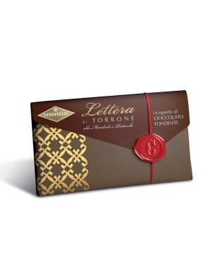 Lettera torrone siciliano condorelli al cioccolato fondente croccante unico con un gusto inconfondibile un colore vivace