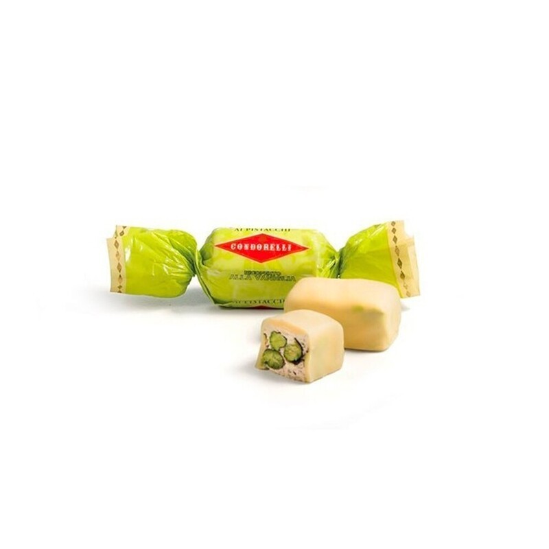 Torroncini siciliani condorelli ai pistacchi e vaniglia croccanti unici con un gusto inconfondibile un colore vivace