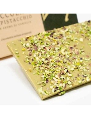 Cioccolato al pistacchio siciliano croccante unici con un gusto inconfondibile un colore vivace provenienti da terre siciliane.