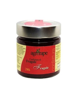 deliziosa confettura di fragola 100% siciliana prodotta artigianalmente dall'azienda Agrirape: ideale per snack dolci e gustosi